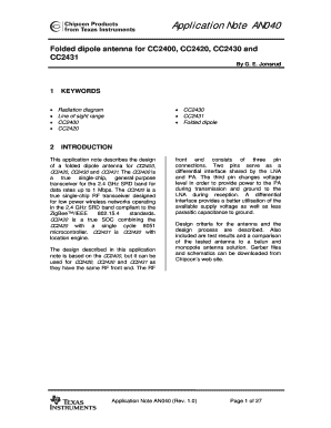 Application Note AN040 Folded Dipole Antenna for CC2400, CC2420, CC2430 and CC2431 by G  Form