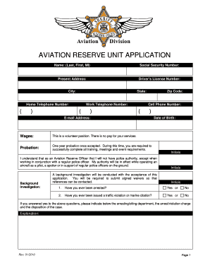 AVIATION RESERVE UNIT APPLICATION  Form