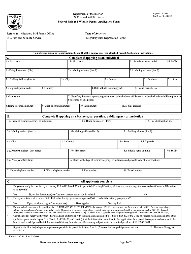US FWS Form 3 200 13 Icwdm