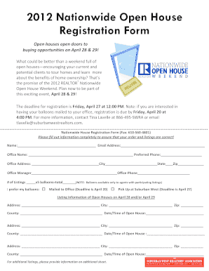 Open House Registration Form PDF