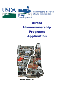 Direct Homeownership Programs Application USDA Rural Rurdev Usda  Form
