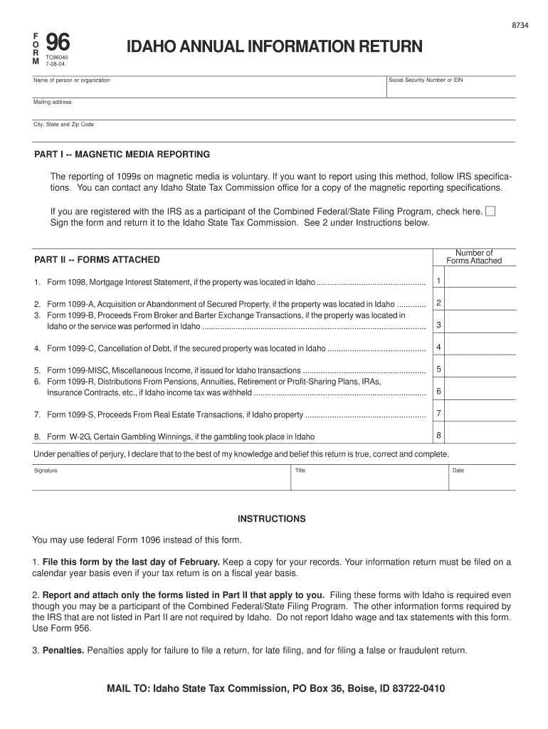  Idaho Form 96 2004