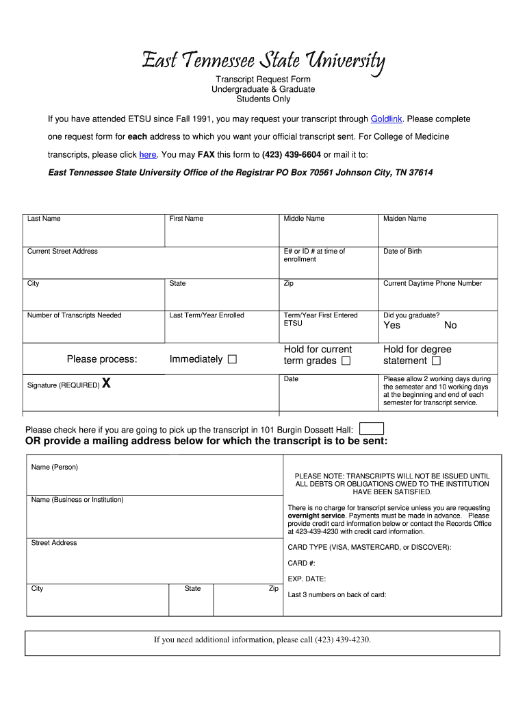 Etsu Official Transcript  Form