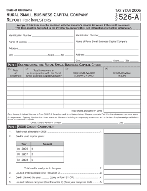 Rural Small Business Capital Company Report for Investors Tax Ok  Form