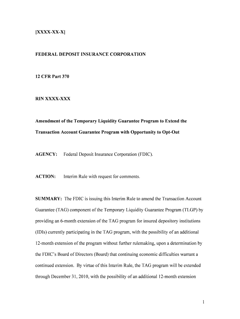 Interim Rule with Request for Comment FDIC Fdic  Form