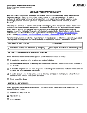 Presumptive Disability Wisconsin Form