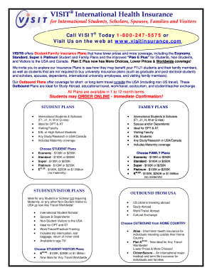 VISIT Brochure &amp; Application VISIT Insurance  Form