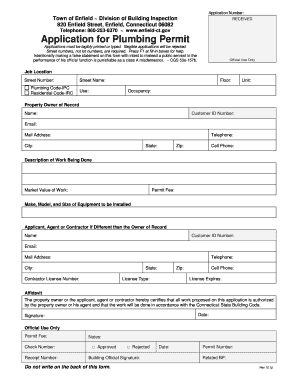 Town of Enfield Ct Building Permits  Form