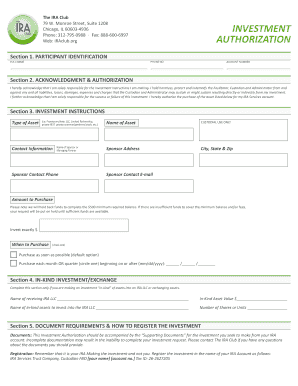 INVESTMENT AUTHORIZATION Iraclub  Form