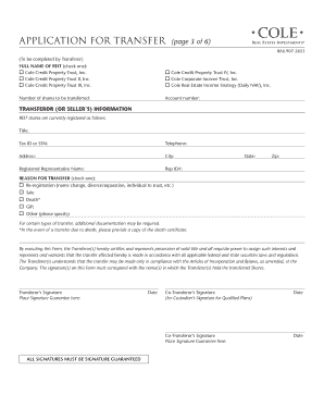 APPLICATION for TRANSFER Page 1 of 6  Form