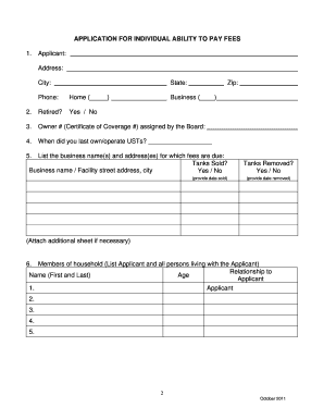 Individual Ability to Pay Application Petroboard  Form