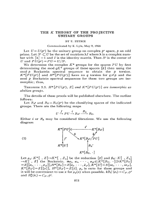 The K THEORY of the PROJECTIVE UNITARY GROUPS Let U Ams  Form