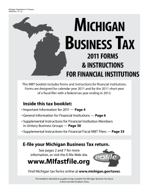Form 4599, Forms and Instructions for Financial Institutions Michigan