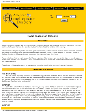 Home Inspection Checklist PDF  Form