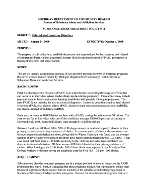 Fetal Alcohol Spectrum Disorders State of Michigan Michigan  Form