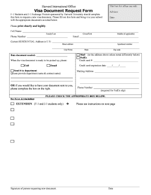 Visa Document Request Form Harvard University Math Harvard