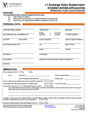 Exchange Visitor Application Part a Vanderbilt University Vanderbilt  Form