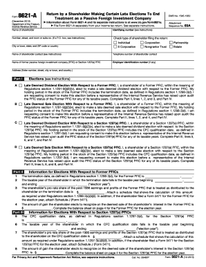 Form 8621 a Rev December IRS Irs