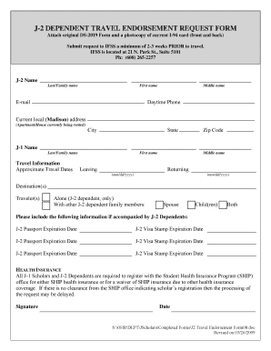 J 2 Dependent Travel Endorsement Request Form Ohr Wisc