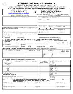  Fill in Form 2a Madison Wisconsin 2012