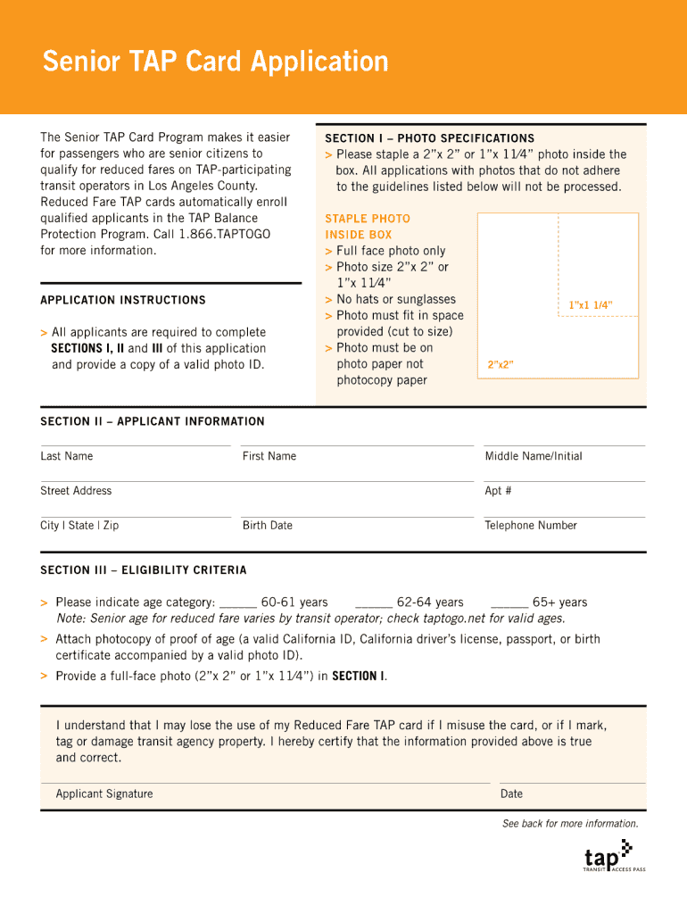 Metro Senior Tap Card Application  Form