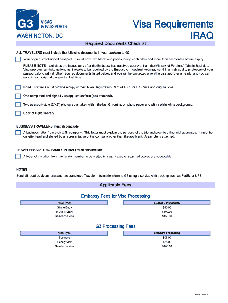  Iraq Ziart Visa Form PDF 2011