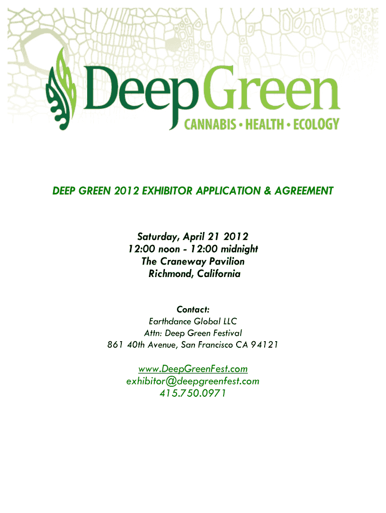 Deep Green EXHIBITOR APP TEMPLATE Deep Green Fest II  Form