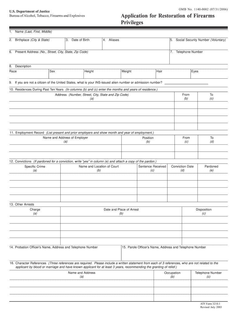  Atf Form 3210 1 2003-2024