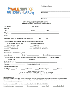 Autism Speaks Donation  Form