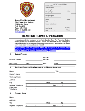 North Carolina Blasting Permit  Form