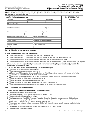 Supplement a to Form I 485, Application to ILW COM