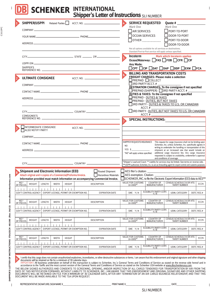 Db Schenker Sli  Form