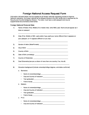 Foreign National Access Request Form ITS Midwest Itsmidwest