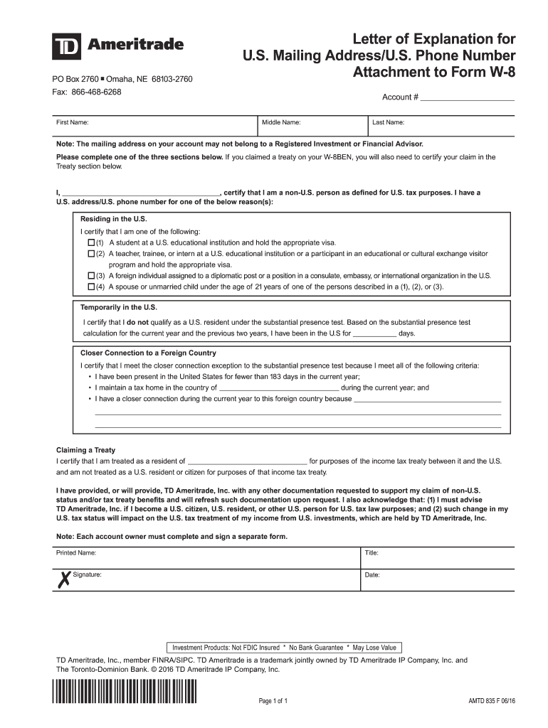 W8ben Td Ameritrade  Form