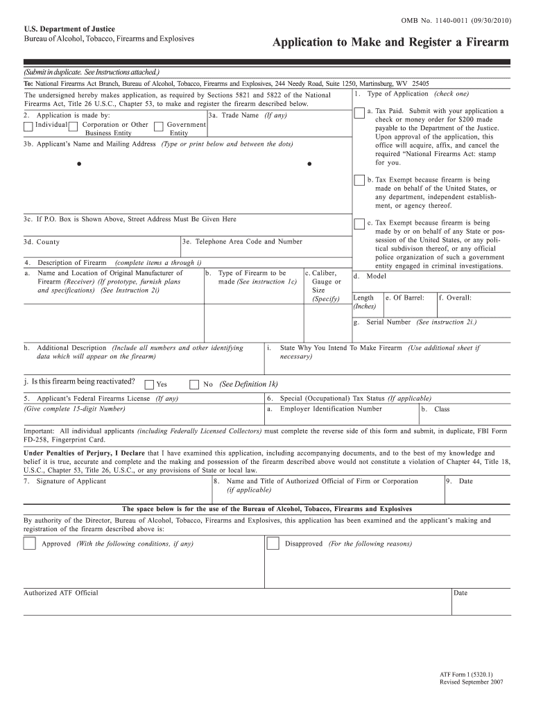 Atf Form 1 PDF Fillable