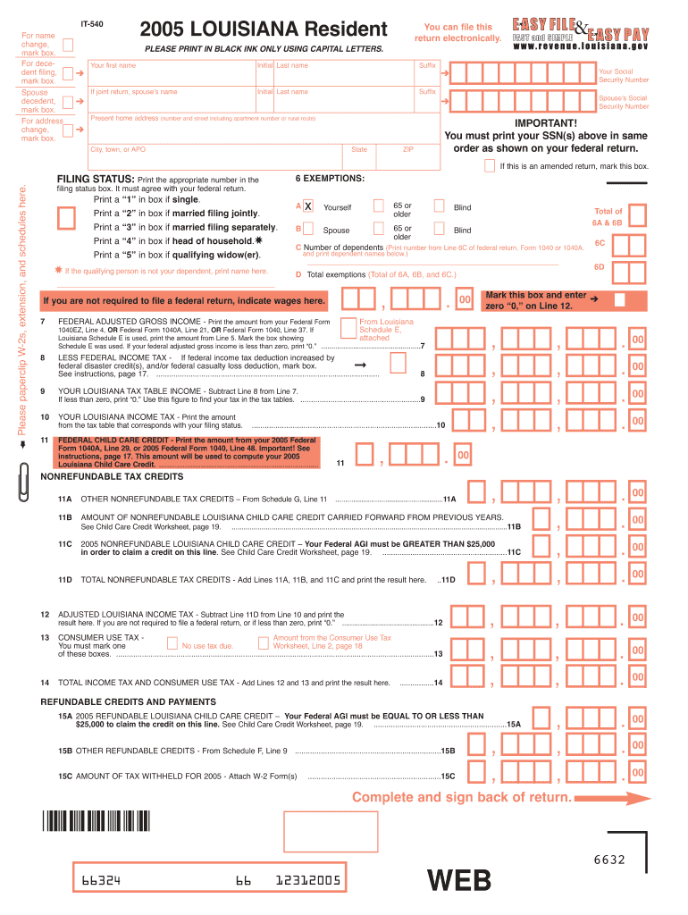 LOUISIANA Resident Louisiana Department of Revenue Revenue Louisiana  Form