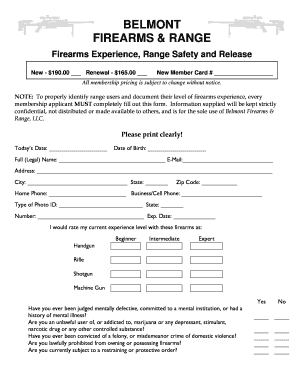 A PRINTABLE MEMBERSHIP FORM Belmont Firearms &amp; Range