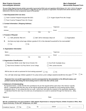Wvu Autograph Request  Form