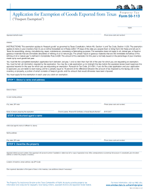Application for Exemption of Goods Exported from Texas Maverickcad  Form