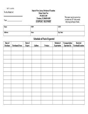 Motor Fuel Form MFT 14 Nj