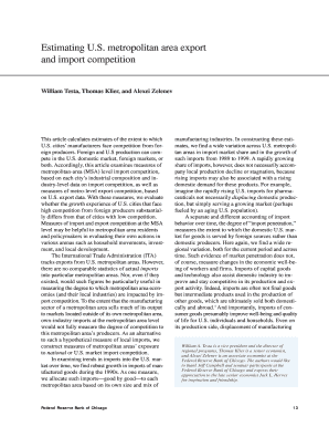 Estimating U S Metropolitan Area Export and Import Competition Qa Chicagofed  Form