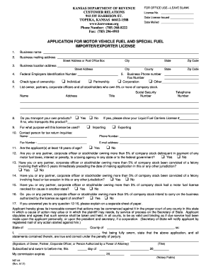 Import Export Application Kansas Department of Revenue Ksrevenue Form