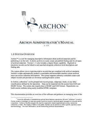 ARCHON ADMINISTRATOR&#039;S MANUAL Archon  Form