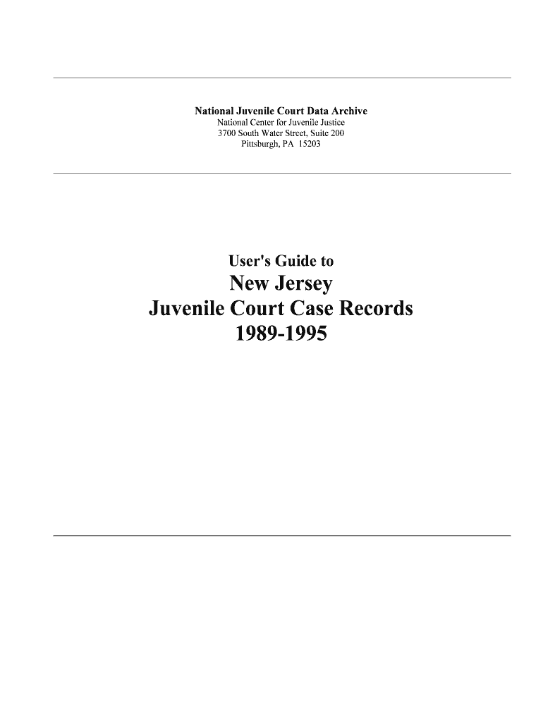 New Jersey Juvenile Court Case Records 1989 Ojjdp  Form