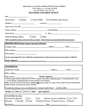 Glvar Transfer and Drop Notice PDF  Form