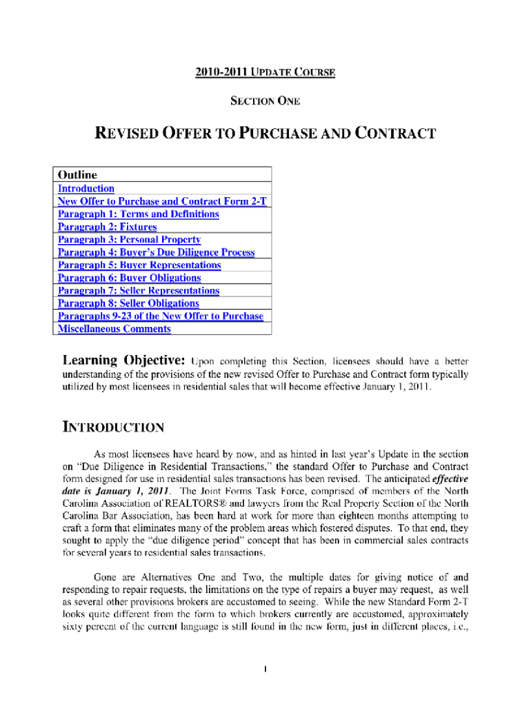 Nc Offer to Purchase and Contract Form 2 T