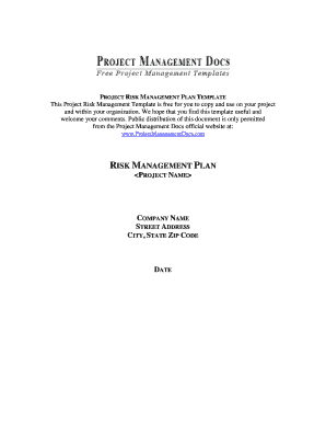 Church Risk Management Plan Template  Form