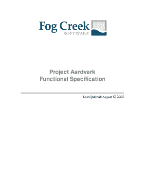 Project Aardvark Functional Specification Form