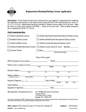 Nc Lifetime Hunting License  Form