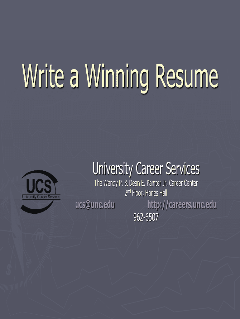 The One Hour Resume Ssw Unc  Form